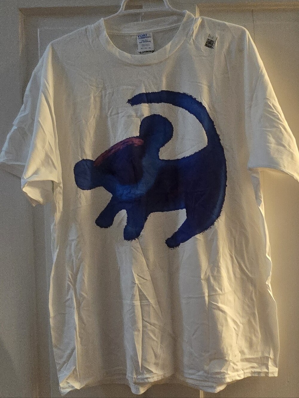 Disney White Tee with Blue & Purple Cat Silhouette
